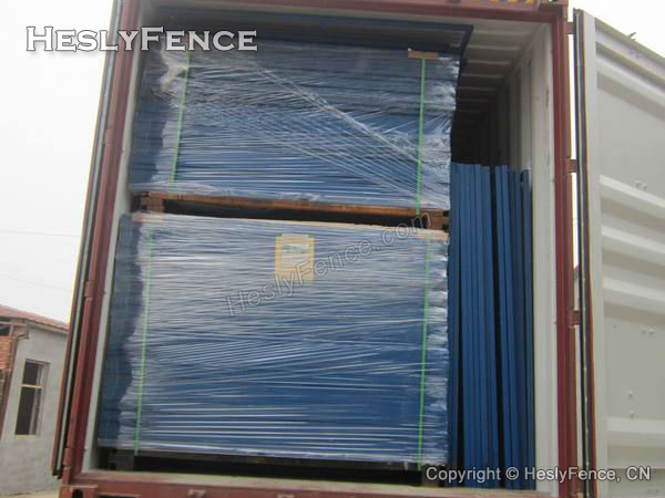blue temporary construction fence panels